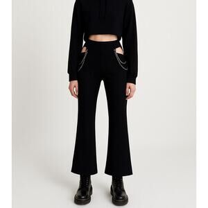 Outcast Chain Trimmed High Rise Hip Cutout Flare Pants Black Women's Small NWT